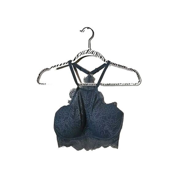 Victoria's Secret PINK Blue Floral Pullover Wire Free Push Up Bralette Sz Small - Picture 1 of 6